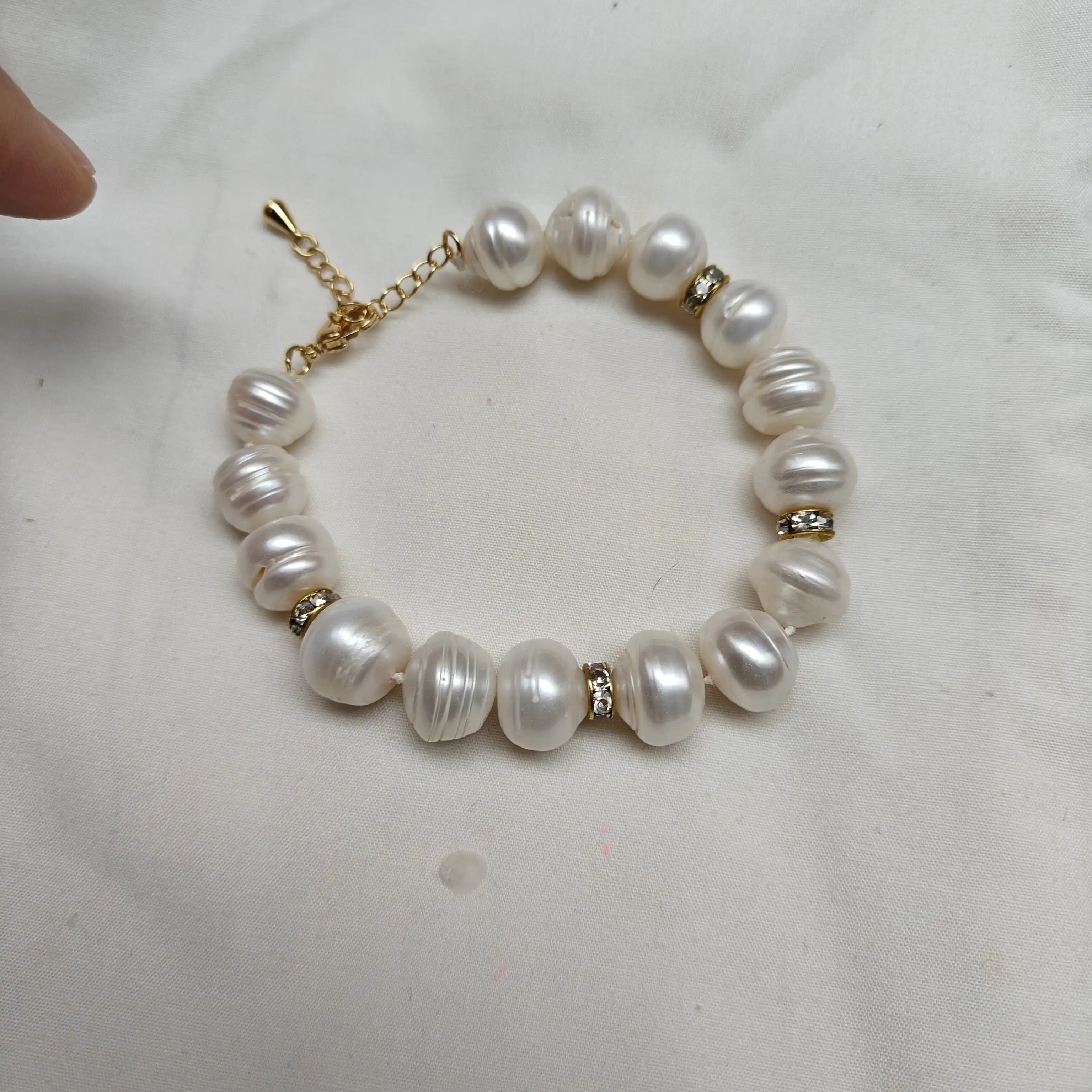 huge Set Elegant 12-10mm South Sea Natural White Pearl Real Pearl Bracelet