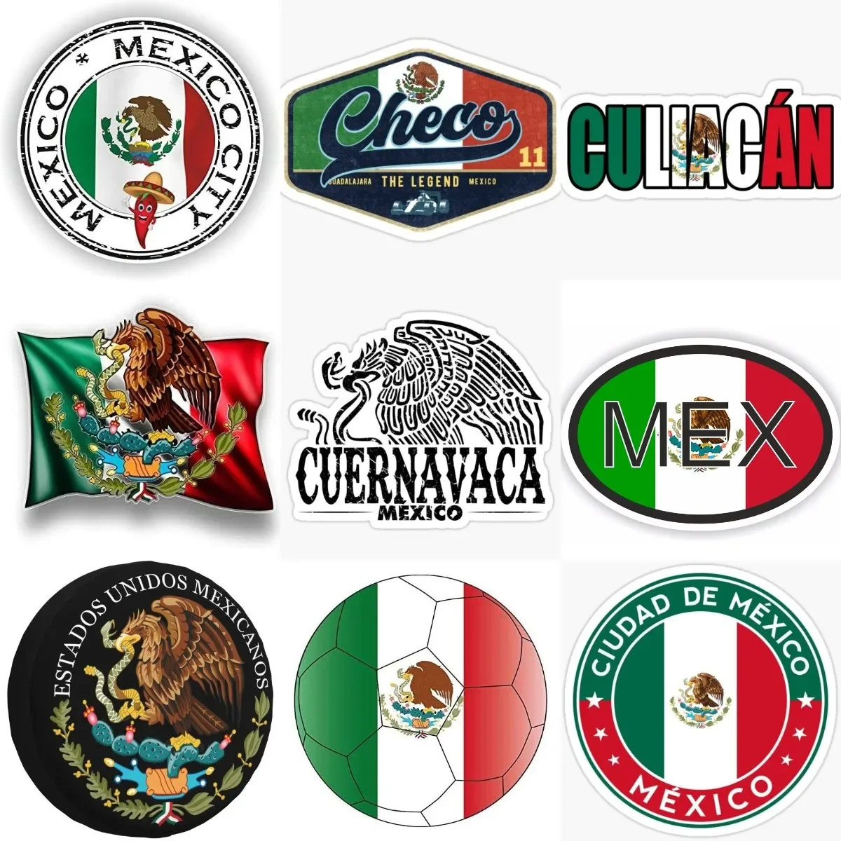 

Mexico Flag National Emblem Badge Sticker for Covered Scratch Decorate Car Motorcycle Truck Helmet Van Camper Bicycle Wall Room