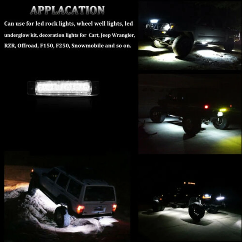 2/4/8/10 Pods LED Rock Lights Underbody Wheel Light for JEEP Offroad Truck Pick Up Trailer UTV ATV Green White Red Blue