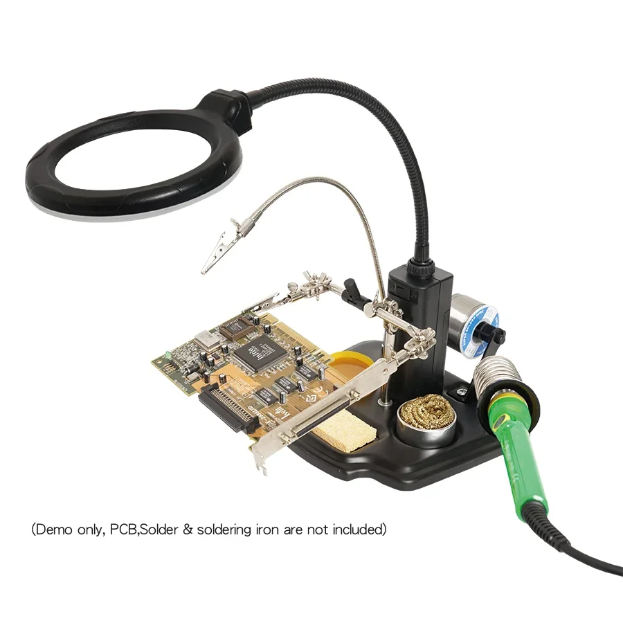 

Pro'sKit SN-396 Паяльная настольная лампа со светодиодной лупой, подставка-держатель, микроскоп для ремонта мобильных телефонов, сварка