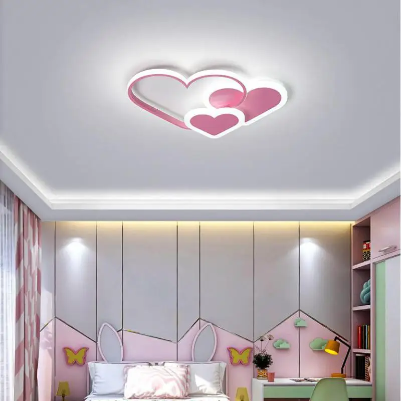 Pink Heart Shape LED Ceiling Lamp Children's Study Light Surface Lighting for Kids Dining Room Restaurant wedding  Decor lamps