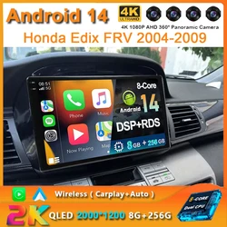 Android 14 Car Radio For Honda Edix FRV 2004 2005 2006 2007 2008 2009 Multimedia Video Player Navigaion GPS 2 Din DVD Head Unit