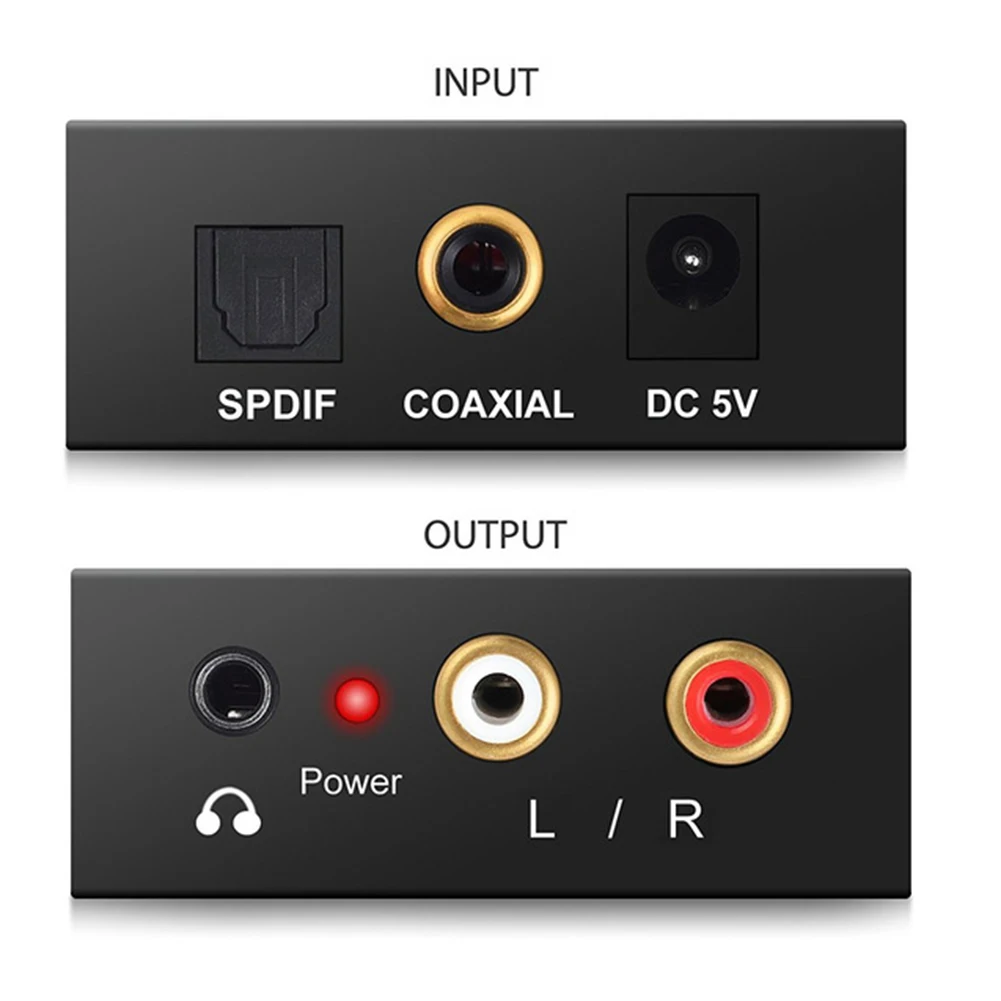 Convertisseur numérique éventuelles DIF optique vers analogique L/R RCA, coaxial éventuelles DIF vers analogique RCA 3.5mm Jack optique vers L/R, décodeur de radiateur