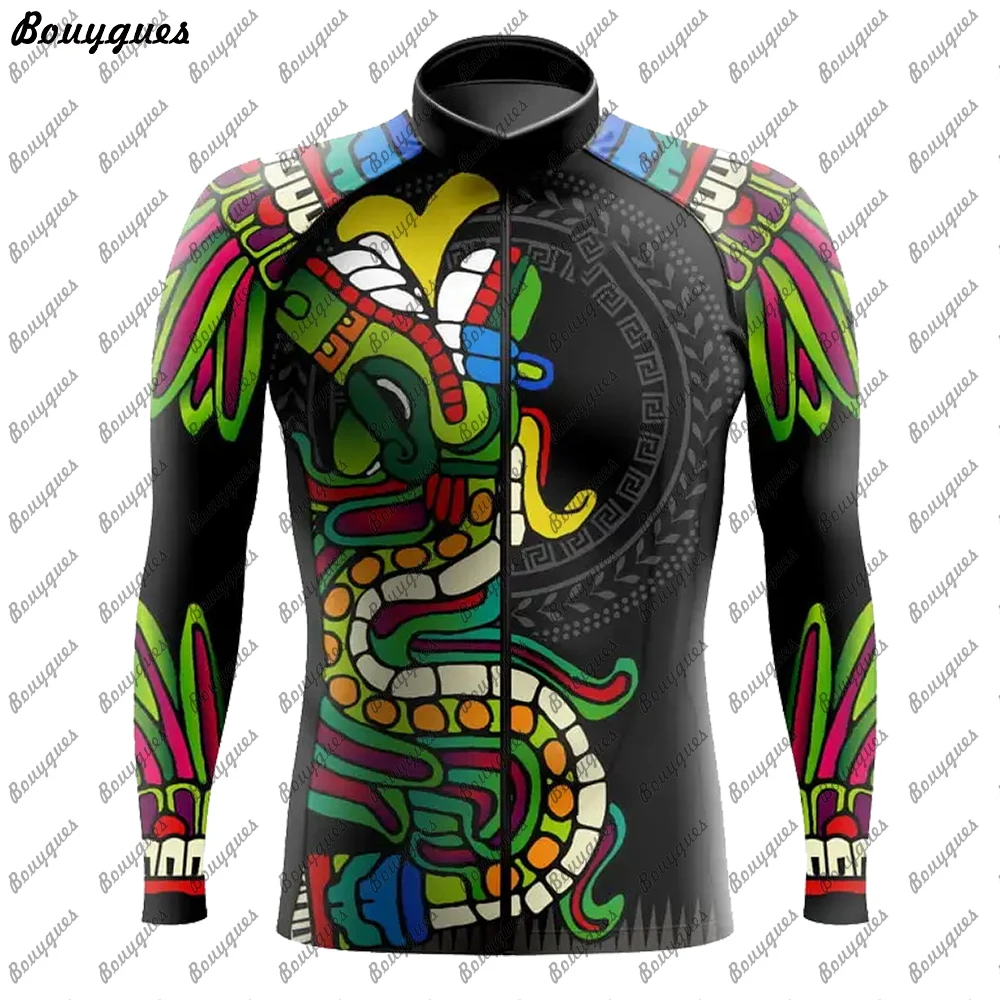 2023 Mexico Team Pro Cycling Jersey Set Long Sleeve Mountain Bike Cycling Clothing Breathable MTB Bicycle Clothes Wear for Mans