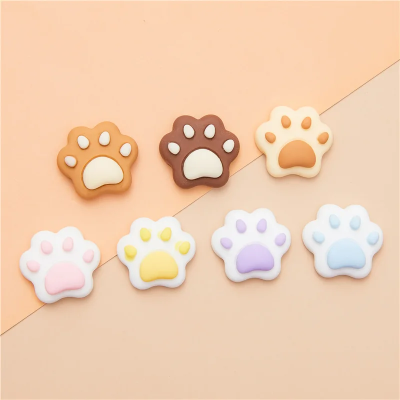 10Pcs Cute Cat Paw Bear Paw Resin Charms Flatback Cabochons for Bows Ornaments for Varied Crafts Scrapbooking Materials