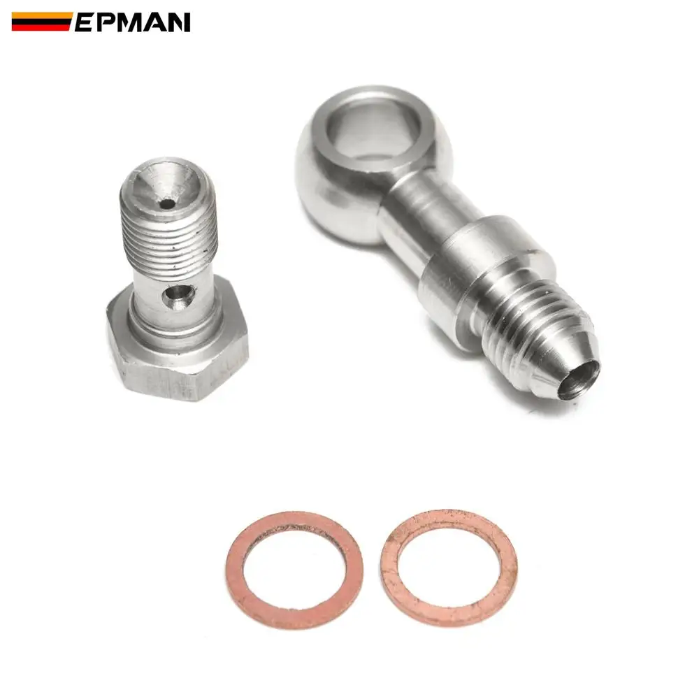 Epman Racing Banjo Bolt Kit M10x1.0 to 4AN Turbo Oil Feed 1.5mm Restrictor For Mitsubishi TD025 TD025L EP-CGQ111