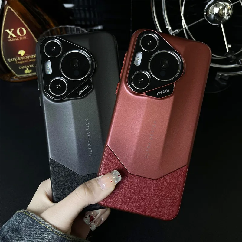 For Huawei Pura 70 P70 Ultra Pro Plus Durable Anti-fingerprint Shockproof Nappa PC + Stick Leather Case Anti-Drop Cover Shell