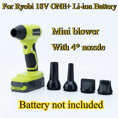 For Ryobi 18V ONE+ Li-ion Battery Jet Blower Turbo Fan 130000 RPM 4-Speed Control Portable Wireless Handheld Blower Hair Dryer
