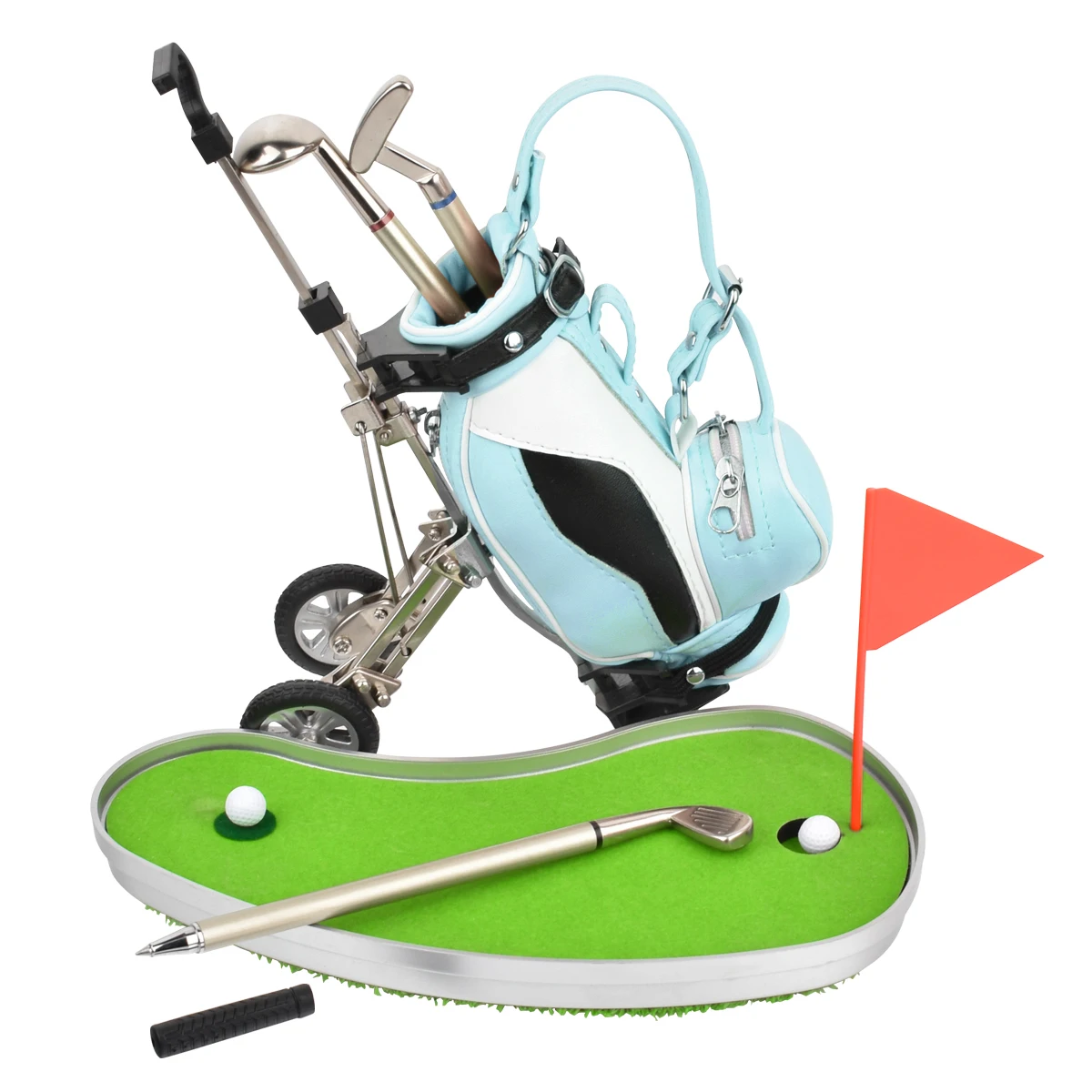 

Golf Pen Holder Set with 3 Piece Pens Desktop Toys Decoration Entertainment Novelty Golf Pen Gifts 4 Colors for Choose