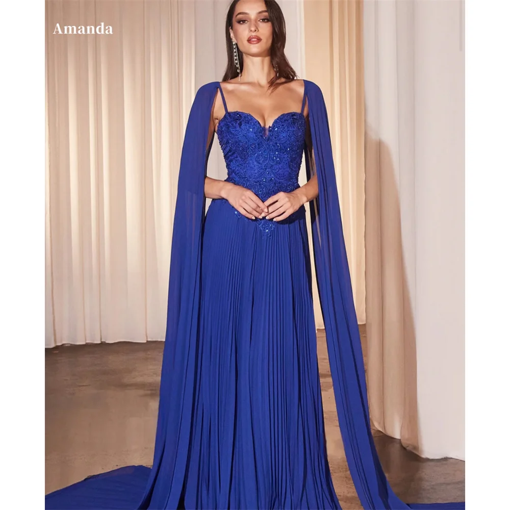 Amanda Customized Chiffon V Neck robes de soirée Spaghetti Strap Floor-Length Evening Dresses Valentines Day Wedding Dress