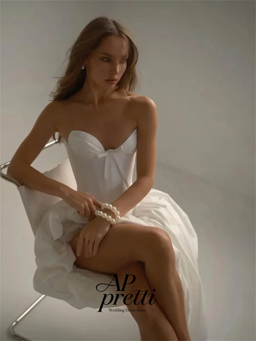 AP pretti Chic Sweetheart Collar Bow Wedding Dresses For Woman Asymmetrical A-Line Sleeveless Bridal Gown Customized 2026