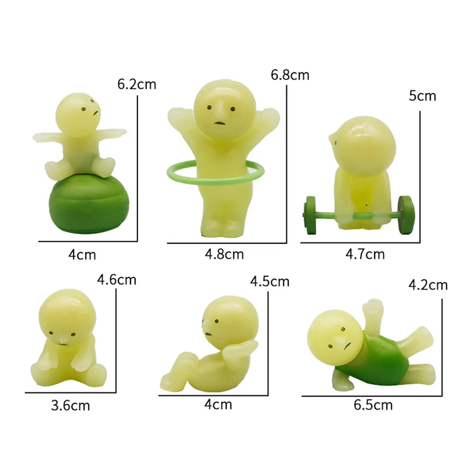 Poupée verte Noctilucent série Smiski, boîte aveugle mystère, cadeau Surprise, modèle de figurines d'action pour décoration de bureau