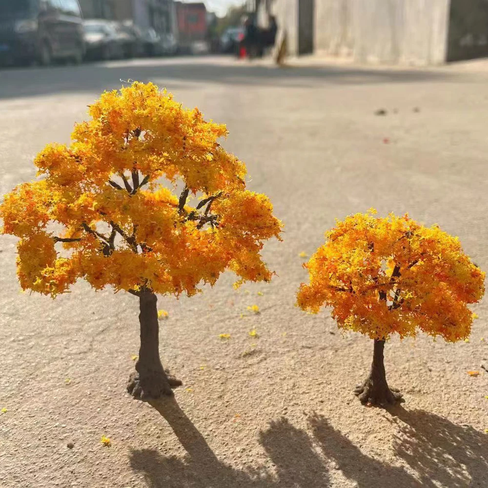 New Wire Flower Tree Fire Tree Silver Flower Model Yellow Orange Maple Tree Model Scale Train Layout Doll House Decoration