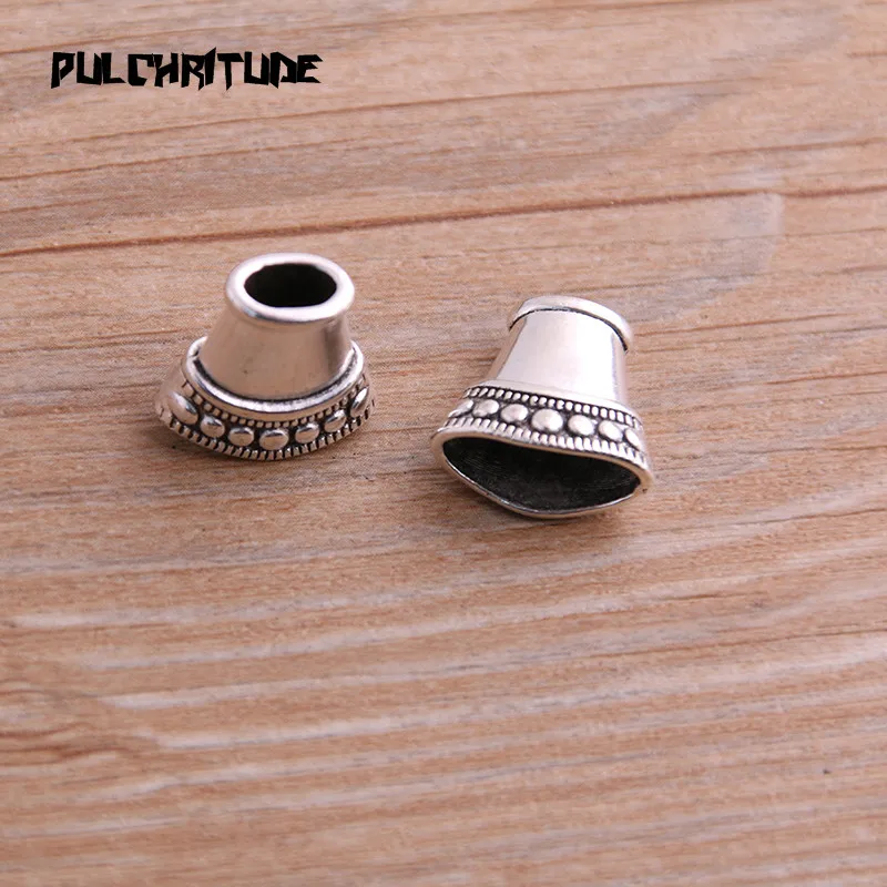 10pcs 8*15*15mm Two Color Retro Bead Caps Charm Hollow Pendants Jewelry Accessories DIY Receptacle Charms