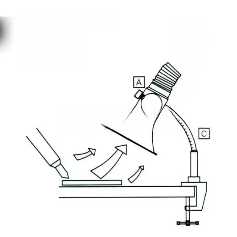 Assembly Line Soldering Fume Hood Extraction Hoods Fume Exhaust Hoods with Flexible Hose and Clamps Suction Vent Assembly