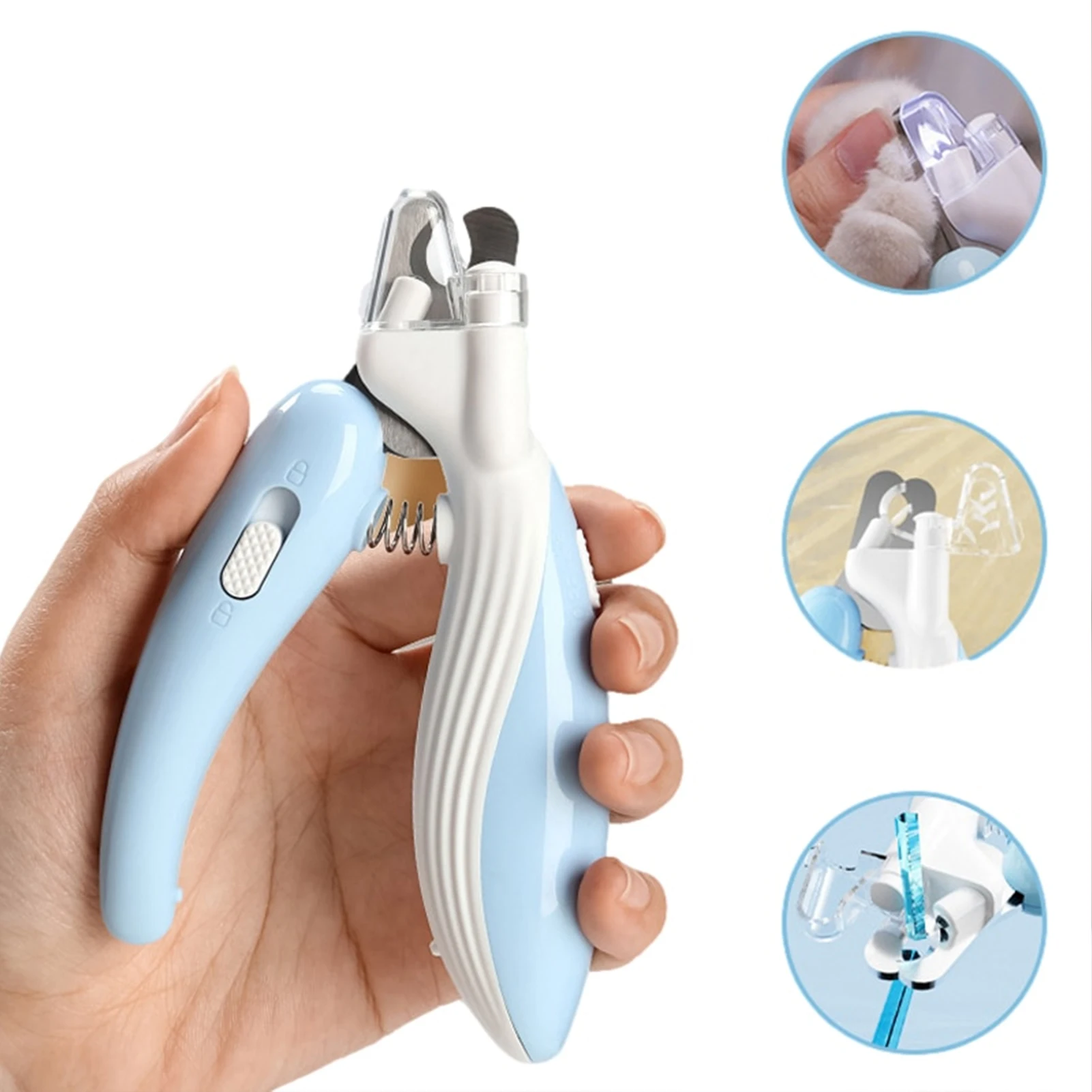 Pet Nail Clippers with Light Anti-Splash Nail Grinder Cat Nail Clippers Cat and Dog Simple Scissors Pet Cleaning Care Supplies