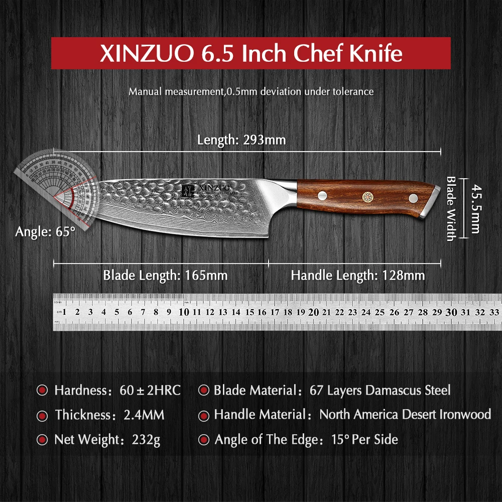 XINZUO 6.5 Inch Chef Knife 67 Layers Damascus Steel Kitchen Knive New Design High Carbon Steel Cooking Knife Gift