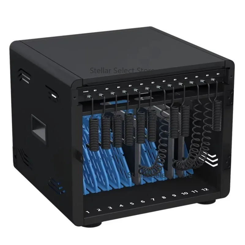 

12 Bays Type-C Port Laptop Charging Cabinet With Cables, Desktop & Wall Mount USB Charging Station Supporting 65W Fast Charging