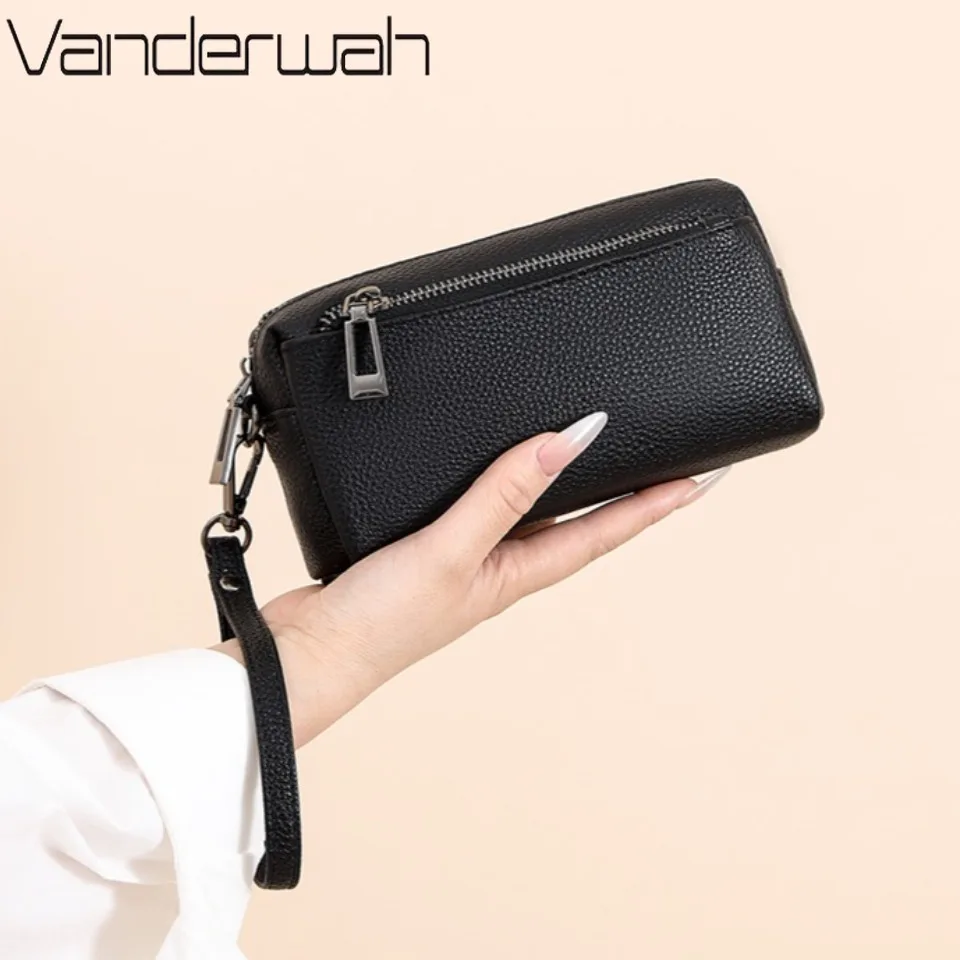 

100% Genuine Cow Leather Wallet Purse Luxury Handbags Women Bags Designer Ladies Clutches Bags for Women Top Quality Phone Sac