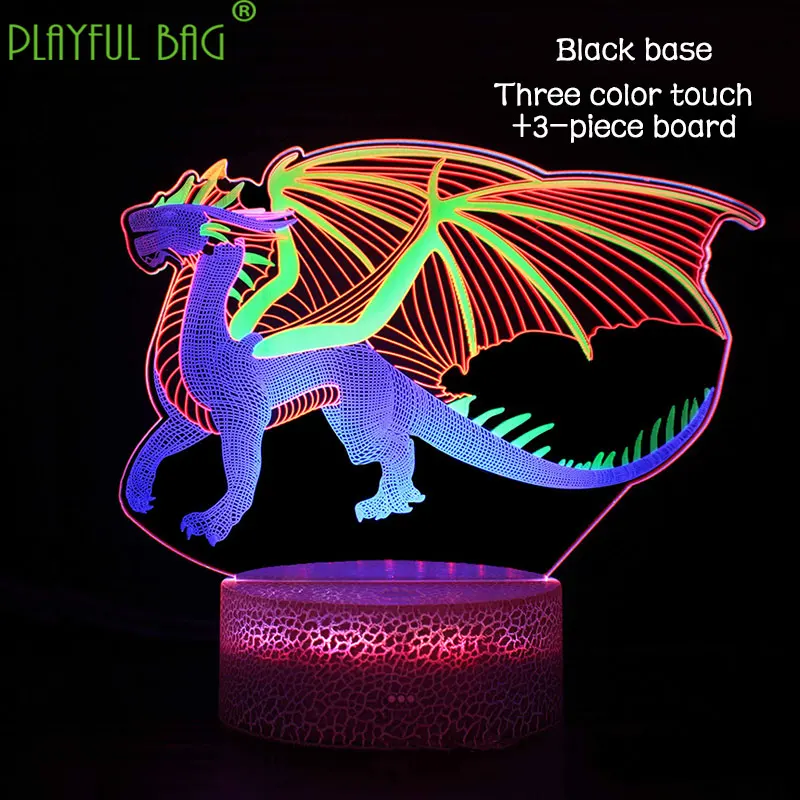 Creative toy lamp hand made dragon dinosaur 3D dynamic three-dimensional led touch remote control children's gift zd37