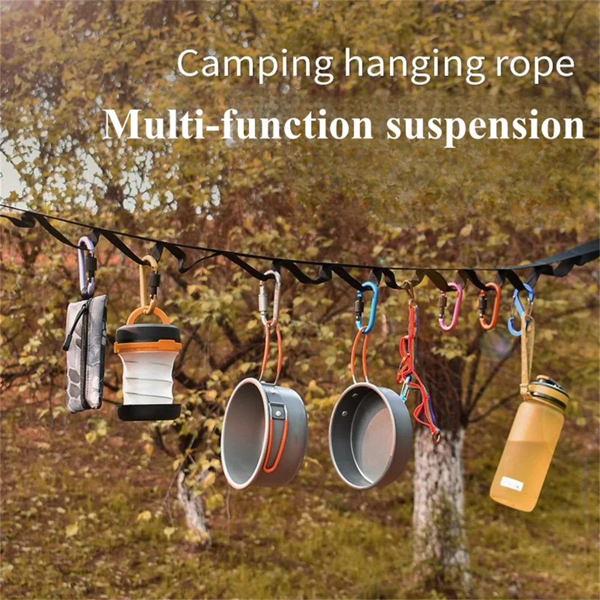 Multi-function lanyard outdoor camping extended multi-position clothesline adjustable