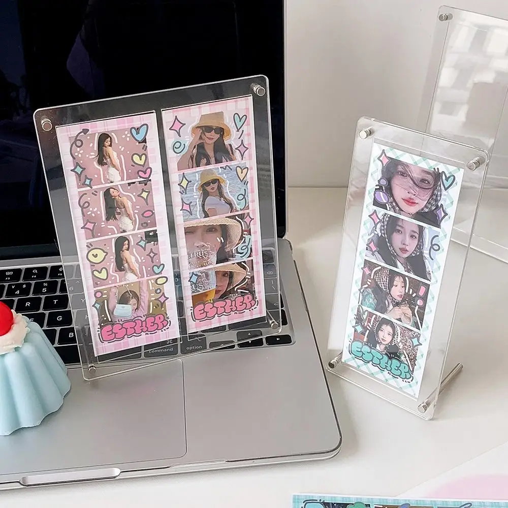 INS Life Four Cut Photocard Stand Acrylic Kpop Photocard Frame DIY Clear Photo Protector Holder Desk Decoration