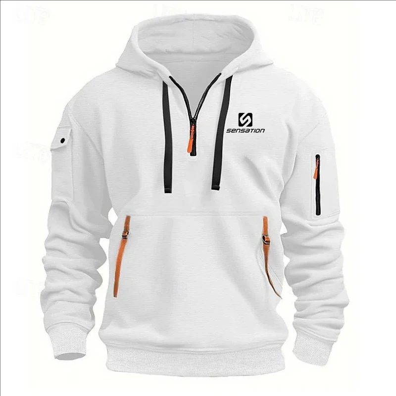 Los diseños de moda para hombres de otoño e invierno incluyen sudaderas con múltiples cremalleras, sudaderas con capucha estampadas, ropa deportiva informal, sudaderas con capucha sueltas y spor