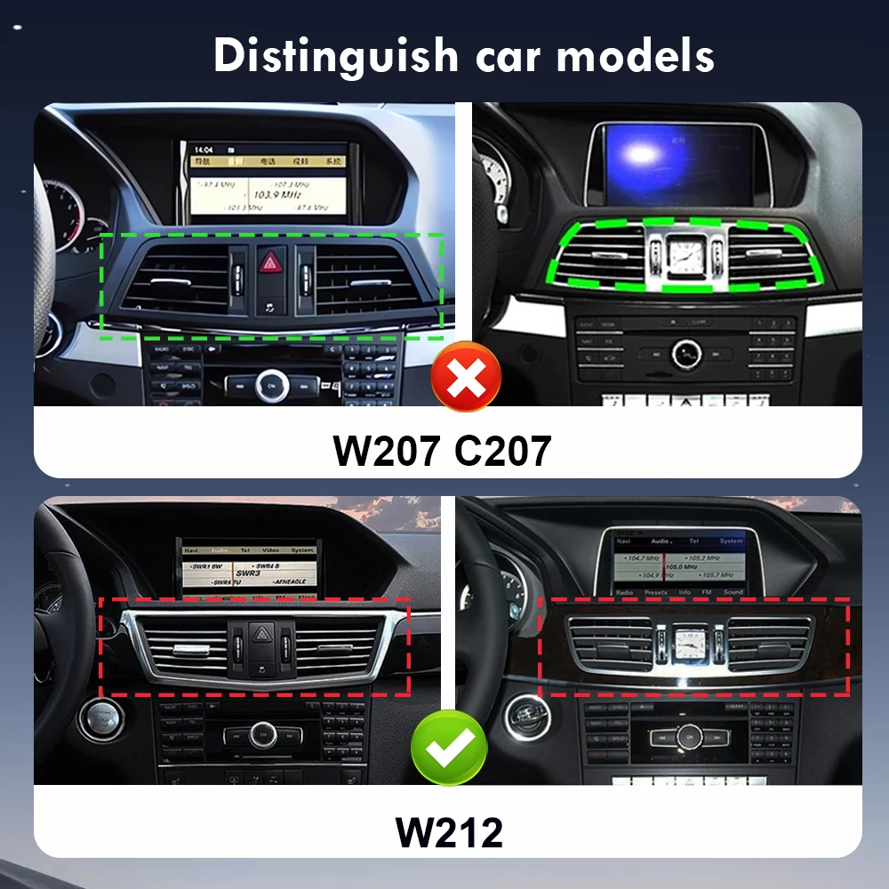 Wireless CarPlay For Mercedes Benz E Class W212 2009 - 2015 NTG 4.0/4.5 System Car Radio Multimedia Video Navigation GPS Android