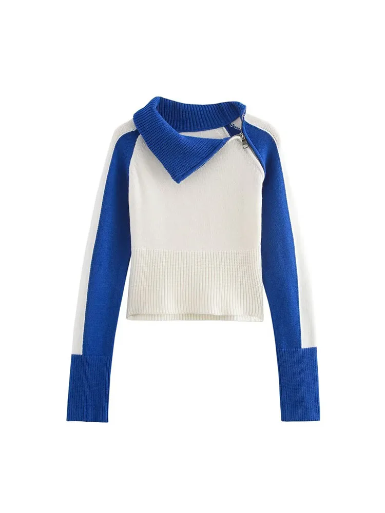 

Женский пуловер с воротником-стойкой, универсальный свободный пуловер с воротником-стойкой и пуговицами с рогами, Осень-зима 2023