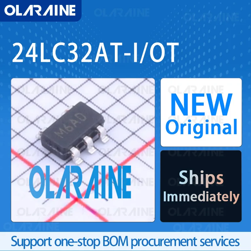 

5/10/100Pcs 24LC32AT-I/OT SOT-23-5 original programmable read-only memory RoHS 32 kbit 2-Wire, I2C 4 k x 8 Voltage 5.5 V