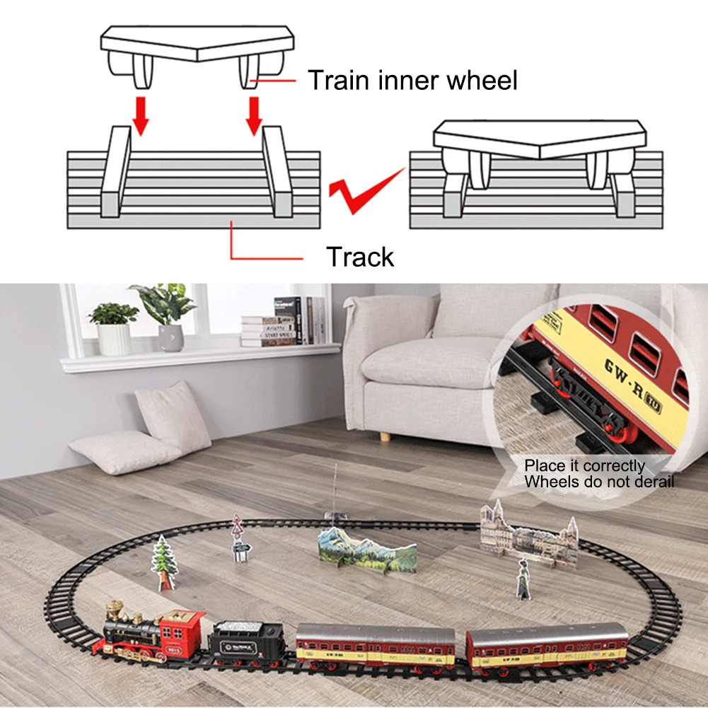 Electronic Train Toy Set Car Railway And Tracks Steam Locomotive Diecast Engine Building Block Train Game For Kids Birthday Gift