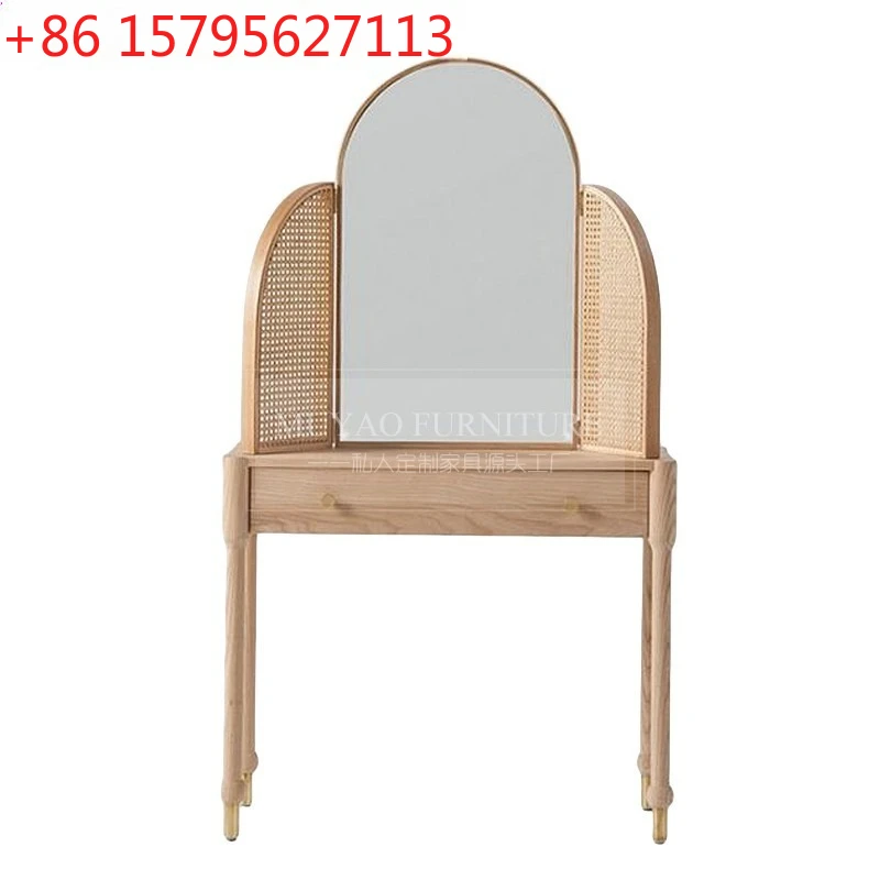 

American solid wood dresser modern simple log style dressing table creative household small apartment dressing table