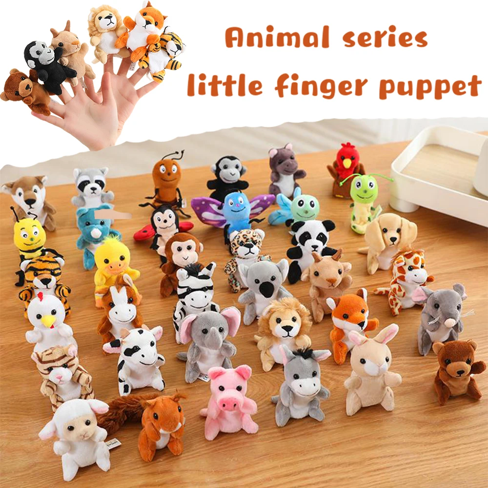 Serie di animali Burattini da dito in peluche Tigre Koala Scimmia Volpe Giraffa Zebra Anatra Leopardo Ragazzo Ragazze Bambini Gioco di ruolo Vestire Regalo morbido