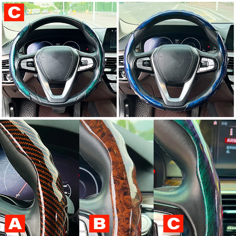 Carbon Fiber Silicone Car Steering Wheel Cover, Anti-Skid Booster Cover, Custom Auto Acessórios, 38cm, 2 Pcs, 3Pcs