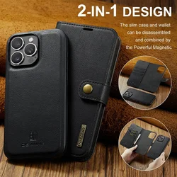 Magnetic Cowhide Phone Cover For iPhone 17 Pro Max 15 16Pro Max 16E 14 13 12 Pro Card Slot Banknote Clip Folding Protective Case