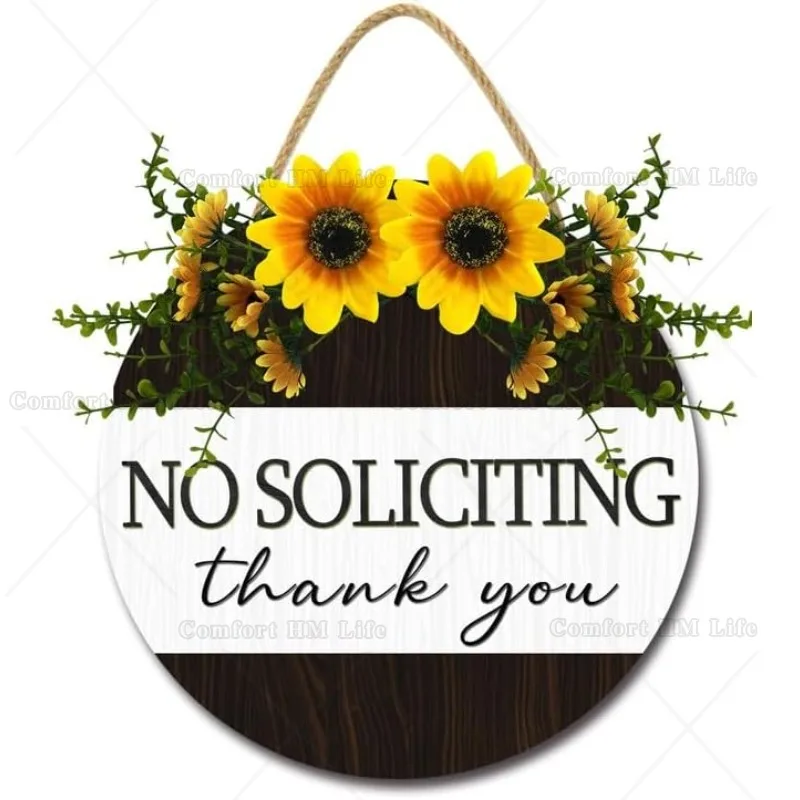 No Soliciting Sticker Sign for House Rustic Farmhouse Wood No Soliciting Yard Sign Classy No Soliciting Sign for Front Door 12in