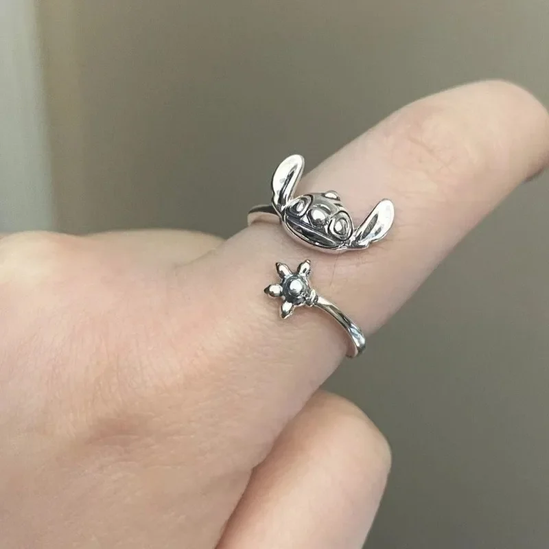 Disney Stitch Couple Rings Cute Cartoon Ring Anime Men Stainless Steel Jewelry Fashion Boys Jewellery Women Holiday Gifts