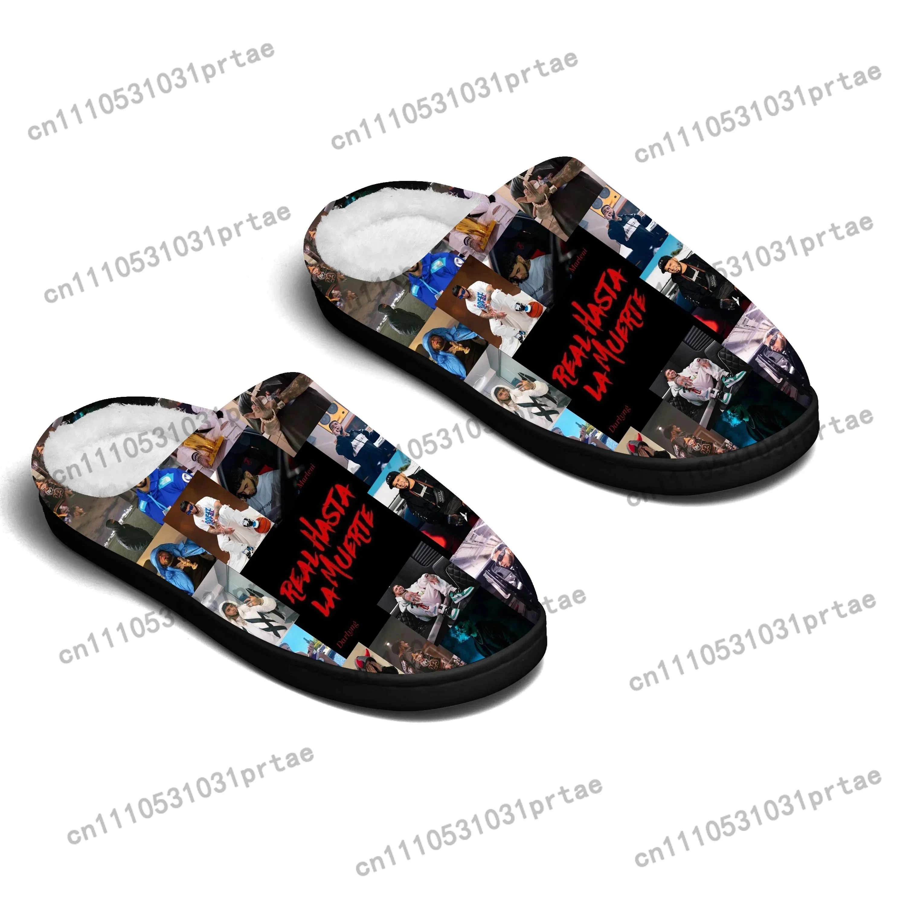 Anuel AA Real Hasta la Muerte Home Cotton Slippers Mens Womens Bedroom Keep Warm Cotton Slippers SPA Slipper Custom Slipper