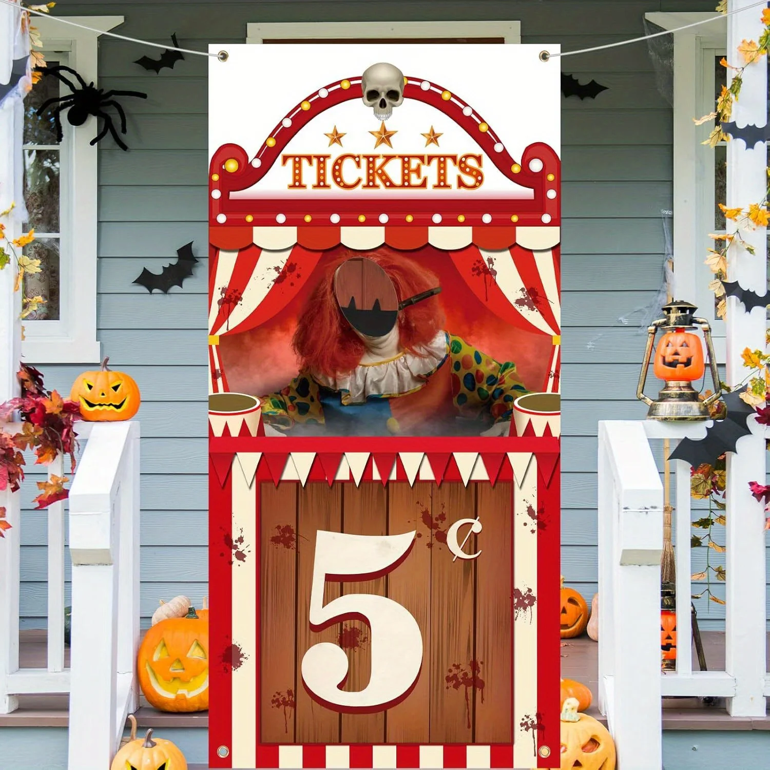 

1pc 2d flat Halloween party photobooth props, Halloween Party Decorations Scary Creepy Carnival Theme Door Cover Banner