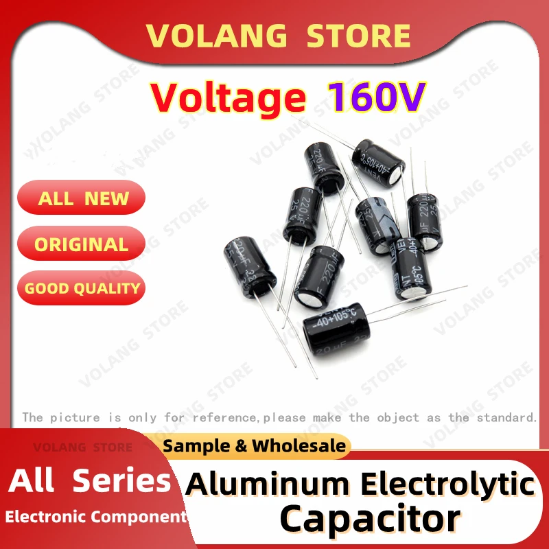 5pcs Hight Voltage 160V Aluminum Electrolytic Capacitor 1UF 2.2UF 3.3UF 4.7UF 10UF 47UF 100UF 220UF 330UF 470UF 1000UF