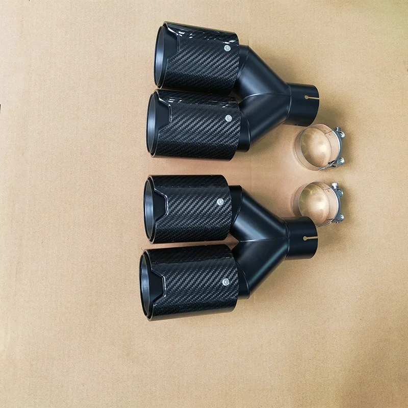 Suitable for automotive Y-shaped straight edge double-out modification special paint black carbon fiber M standard tail throat