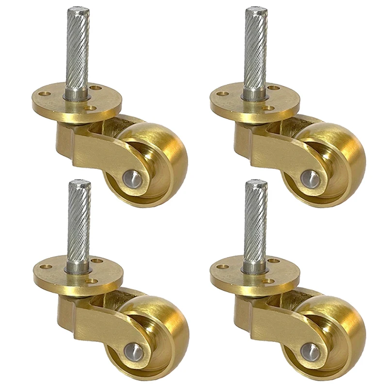 4PCS 1'' Brass Casters Table Chair Sofa Cabinet Furniture Castors 360° Universal Swivel Wheels Smoothly Moving Furniture Rollers