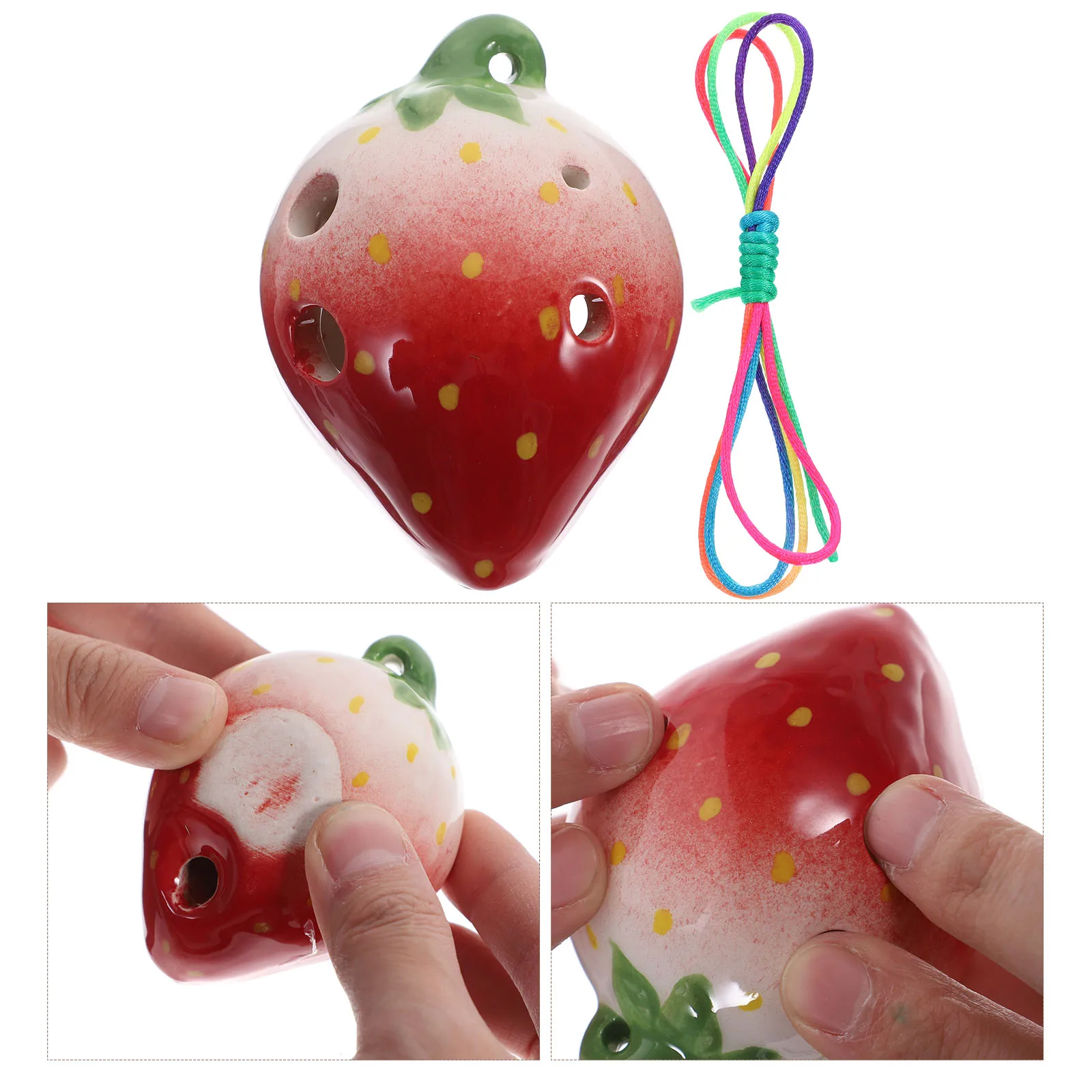 

Premium Strawberry Style 6-Hole Ceramic Ocarina for Beginner Musicians Practice Wind Instrument Portable Classical Music Gift