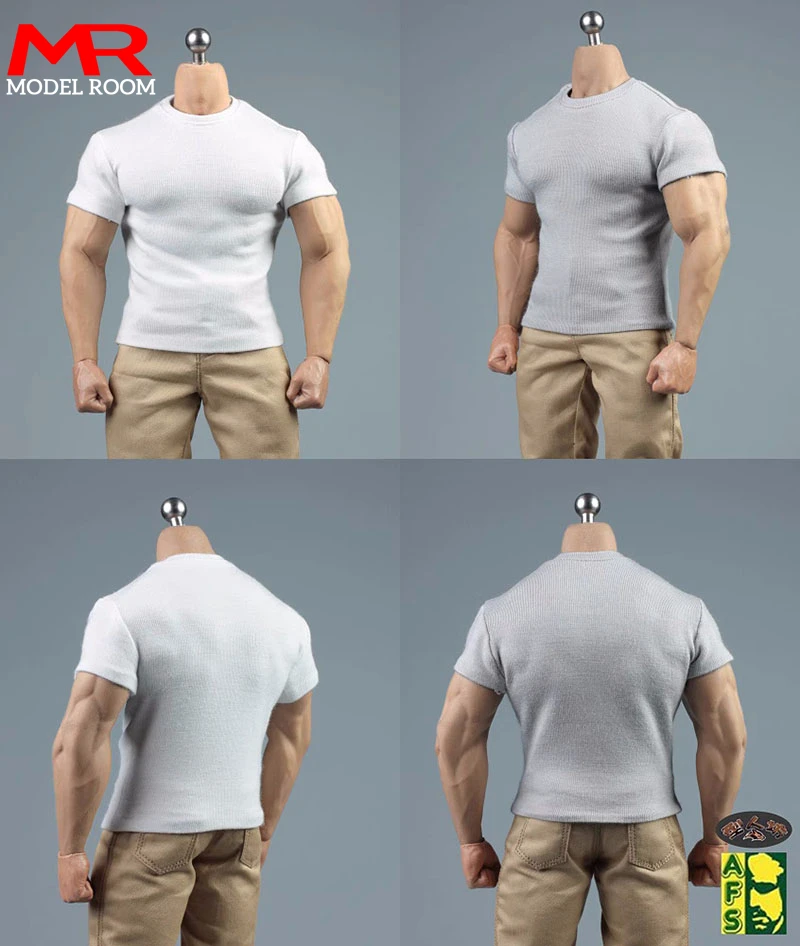 AFS 1/6 Skala Männliche Soldat Einfarbig T-shirt Tops Kleidung Modell Fit 12'' Soldat Action Figur Körper Puppen – Detail 11