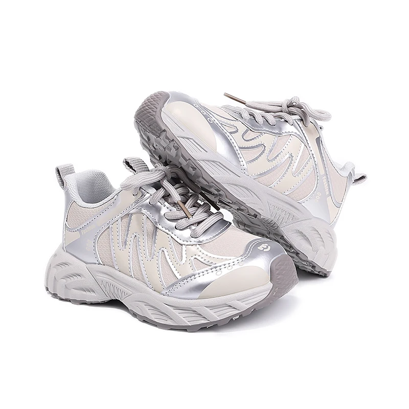 Novo couro crianças sapatos esportivos casuais anti-escorregadio menino menina tênis de corrida leve adolescente criança tênis sapatos casuais