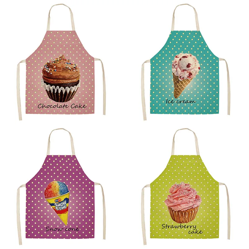 Cartoon Pastry Ice Cream Apron Kitchen Linen Stain Resistant Apron Home Cooking Coffee Baking Apron Kitchen Household Items