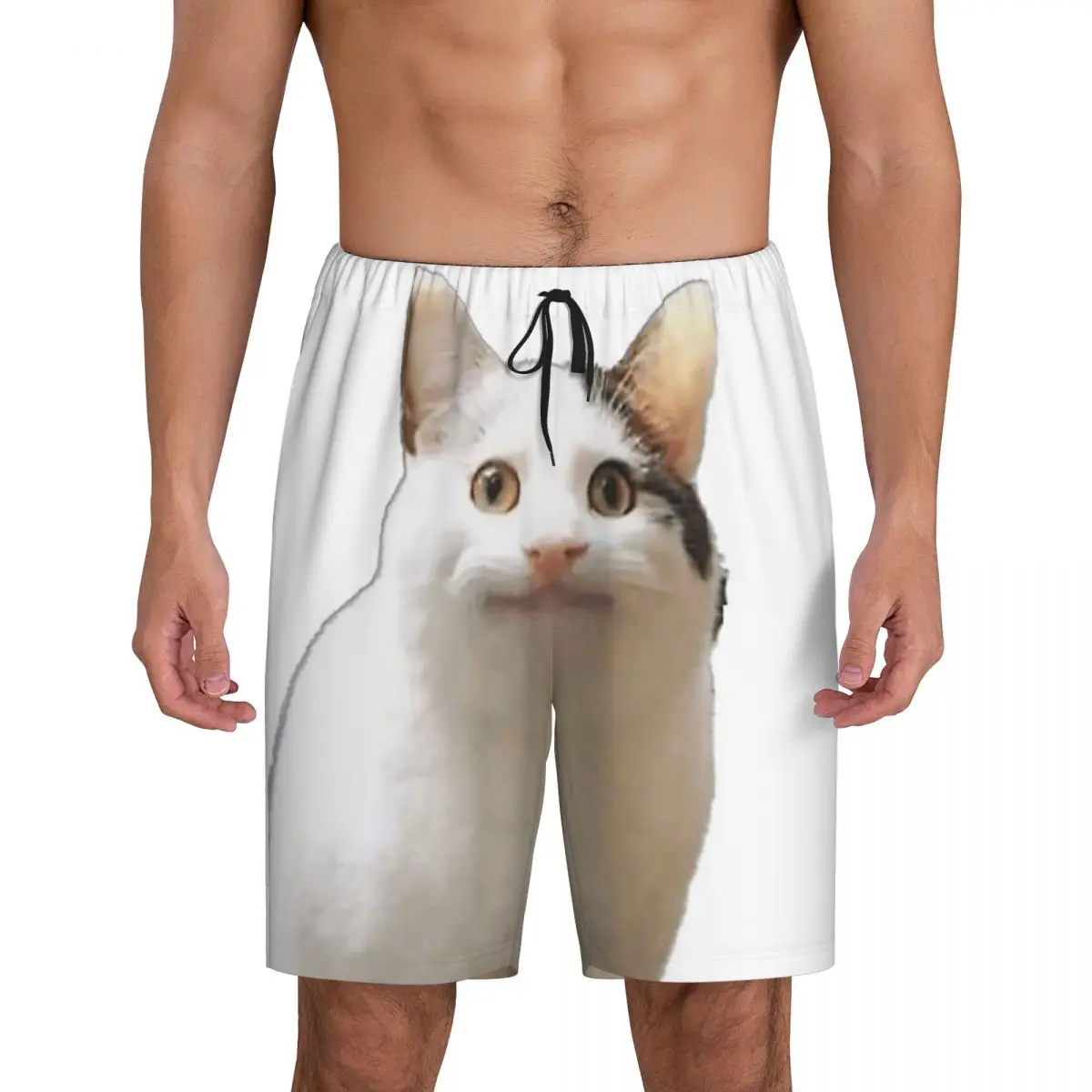 

Мужские короткие пижамные шорты Custom Beluga Cat Safari для сна и отдыха