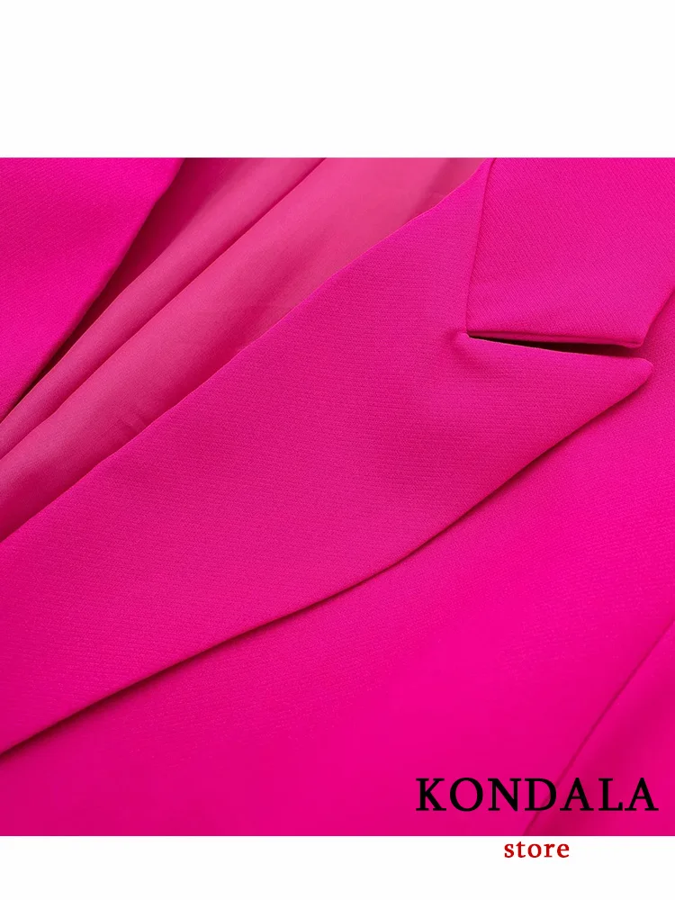 KONDALA Office Lady Blazer Rosered Solid V Neck Long Sleeve Feathers Single Button Short Blazer New Fashion 2023 Autumn Jackets