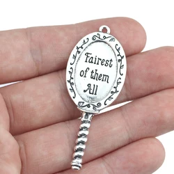 4Piece 22*55mm Antique Silver Plated Mirror Charms Fairest of Them All Pendant For DIY Necklace Earring Jewelry