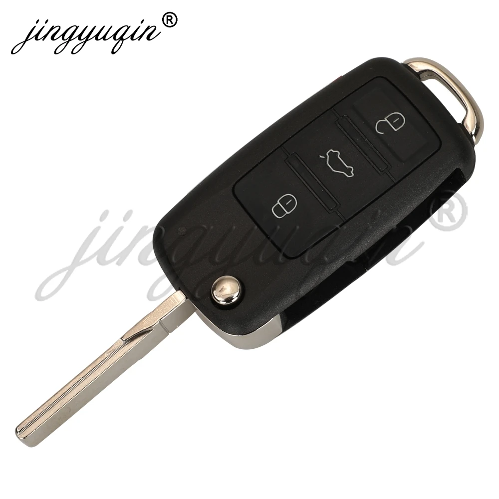 jingyuqin 3/4 Buttons Car Key Shell For VW VOLKSWAGEN Touareg Phaeton Skoda Flip Auto Remote Keyless Case Side Panic Button